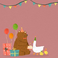 Animal doodle birthday celebration vector