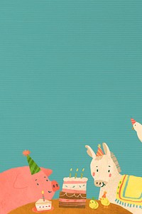 Animal doodle birthday celebration vector
