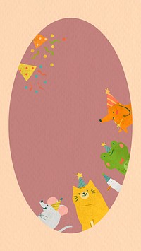 Animal doodle frame mobile phone wallpaper vector