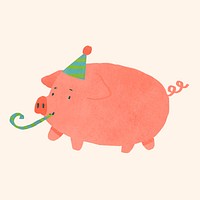 Cute festive pig element vector