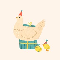 Cute festive chicken element vector
