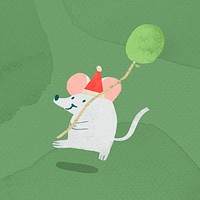 Mouse with green balloon element vector