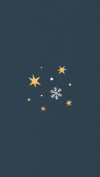 Gold stars with snowflake mobile phone wallpaper vector