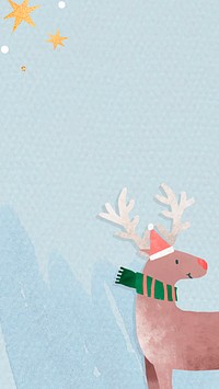 Reindeer with Santa hat mobile phone wallpaper vector