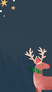 Reindeer with Santa hat mobile phone wallpaper vector