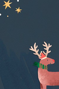Reindeer with Santa hat doodle  background vector