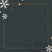 Gold frame with snowflakes patterned background vector