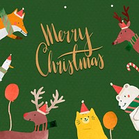 Green Christmas greeting card vector