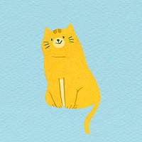 Hand drawn kitten on blue background vector