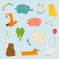Hand drawn festive animals collection illustration