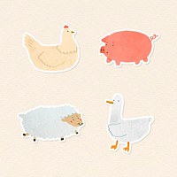 Hand drawn animal stickers collection vector