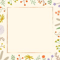 Doodle nature patterned frame vector