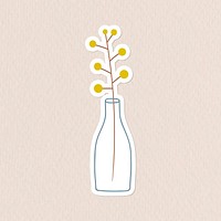 Yellow doodle flowers in a glass vases ticker