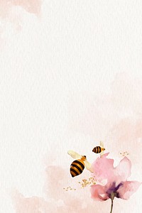 Honey Bees and flower watercolor background vector