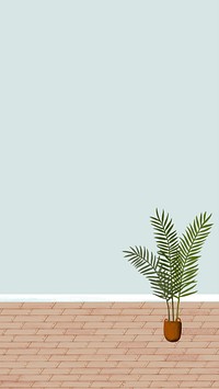 Houseplant sketch style mobile phone wallpaper illustration