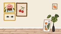 Picture frames on a beige wall sketch style vector