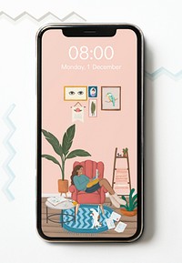 Feminine sketch style mobile phone wallpaper mockup