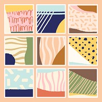 Colorful hand drawn abstract cards vector set