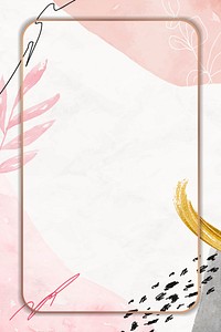 Rectangle gold  frame on pink floral background vector