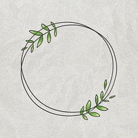 Doodle wreath frame on beige background illustration mockup