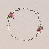 Doodle floral frame on beige background mockup