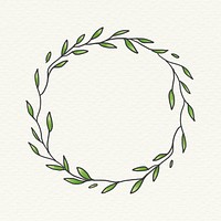 Doodle wreath frame on beige background vector