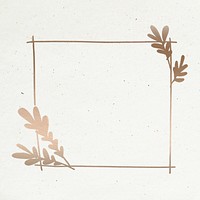 Golden leafy frame on beige background vector