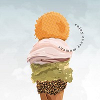 Ice cream with a wafer topping in the summer vector