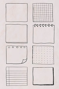 Blank reminder paper notes vector set