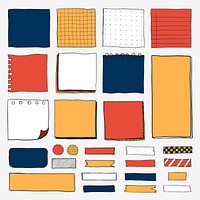 Blank reminder paper notes vector set