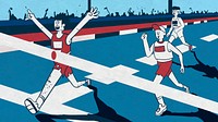 Runner winning marathon vector