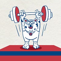Cat weightlifter lifting a barbell vector
