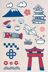 Japanese culture element set vector