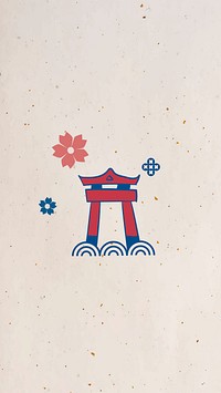 Japanese Torii gate mobile phone wallpaper vector