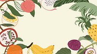Hand drawn tropical fruit frames wallpaper vector