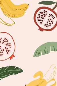 Hand drawn banana and pomegranate wallpaper vector