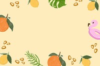 Tropical summer frame on a beige background vector