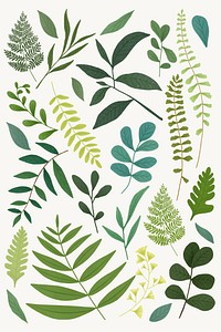 Green leaf design element set on a beige background vector