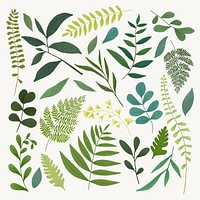 Green leaf design element set on a beige background vector