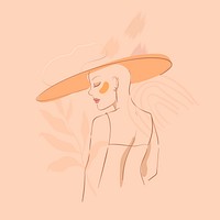 Feminine line art in an orange tone vector 