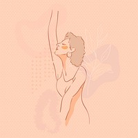 Feminine line art in an orange tone vector 