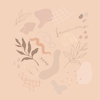 Beige organic shape set vector