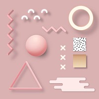Pink geometric Memphis social banner