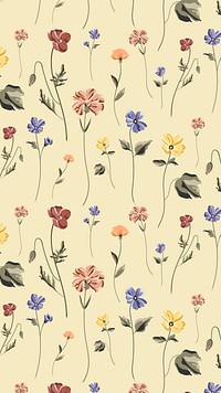 Blooming flower seamless pattern on a beige background vector