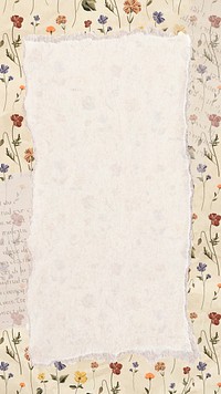 Torn paper on a floral background vector