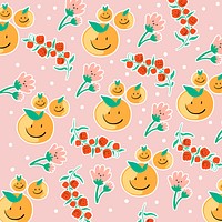 Cute flower patterned pink background vector