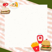 Food doodle frame with a beige background vector
