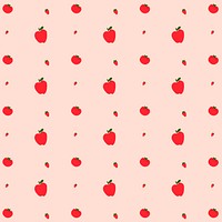 Psd apple strawberry seamless pattern pink background