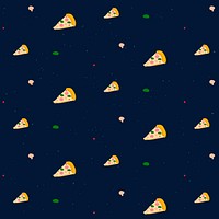 Psd pizza food pattern black background 