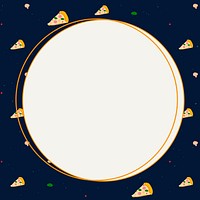 Psd circle frame on pizza pattern background